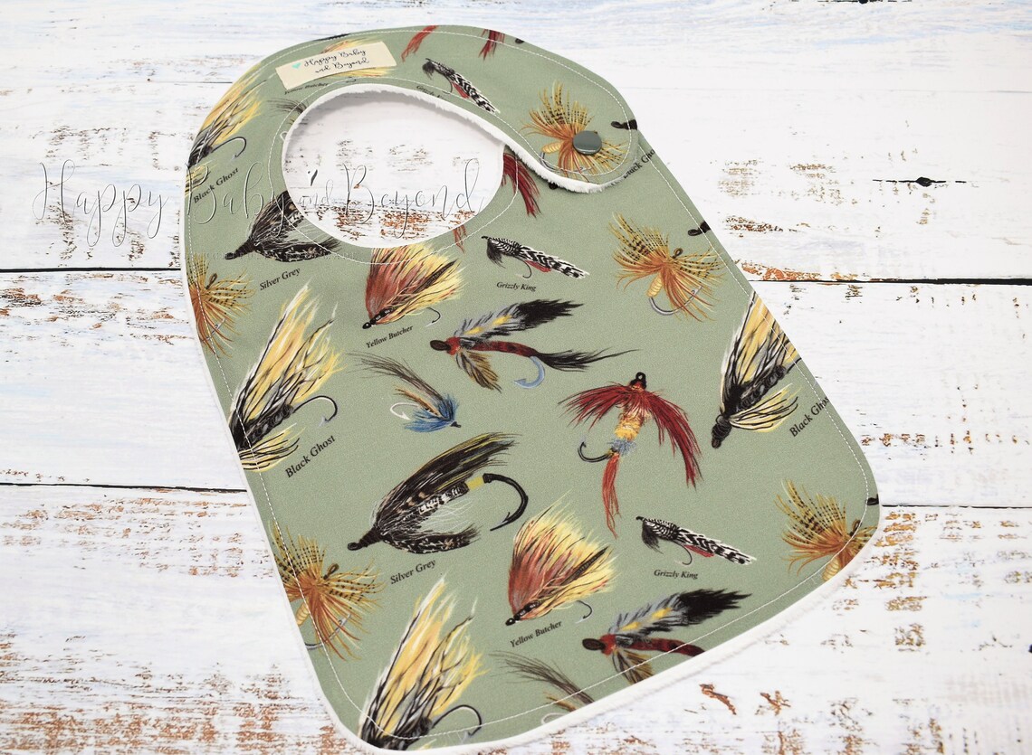 Baby Bib FLY FISHING LURES Handmade Baby Bib Baby Boy Bib Etsy