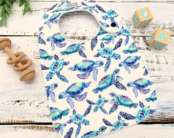 Baby Bib, Sea Turtles Bib, Baby Gift, Minky Baby Bib, Nautical Baby Bib, Baby Shower Gift