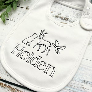 Personalized Baby Bib, Wildlife Baby Bib, Hunting Buddy Baby Gift, Embroidered Baby Bib, New Baby Gift, Baby Shower Gift