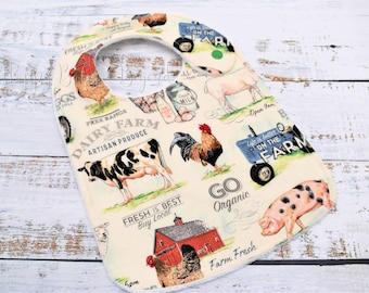 Baby Bib, FARM FRESH Bib, Handmade Baby Bib, Bibs