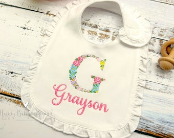 Personalized Baby Bib, Baby Gift, Embroidered Bib, Baby Shower Gift, Baby Girl Gift, Monogrammed Baby Gift