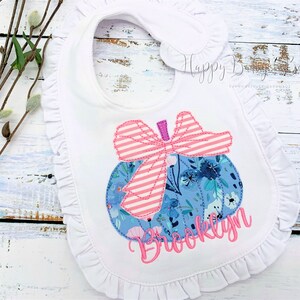 Baby Bib, BLUE FLORAL PUMPKIN Bib, Baby Girl Bib, Autumn Baby Bib, Personalized Baby Bib, Baby Gift