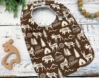 Baby Bib, The Great Outdoors, Baby Boy Gift, Baby Shower Gift, Minky Baby Bib