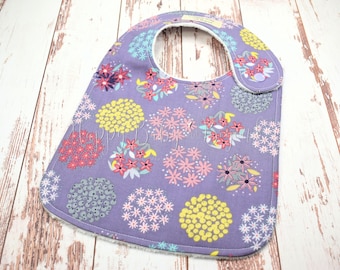 Baby Bib, SPRING FLOWERS Baby Bib, Floral Bib, Baby Girl Bib, Minky Baby Bib