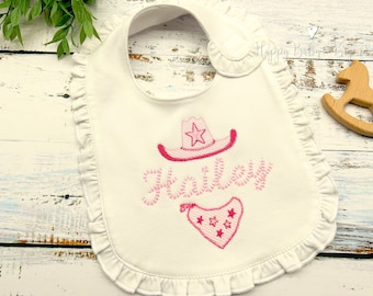 Personalized Baby Bib, Baby Gift, Embroidered Bib, Baby Shower Gift, Baby Girl Gift, Monogrammed Baby Gift, Cowgirl Baby Gift