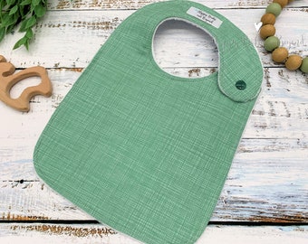 Baby Bib, Green Textured, Baby Shower Gift, Minky Baby Bib