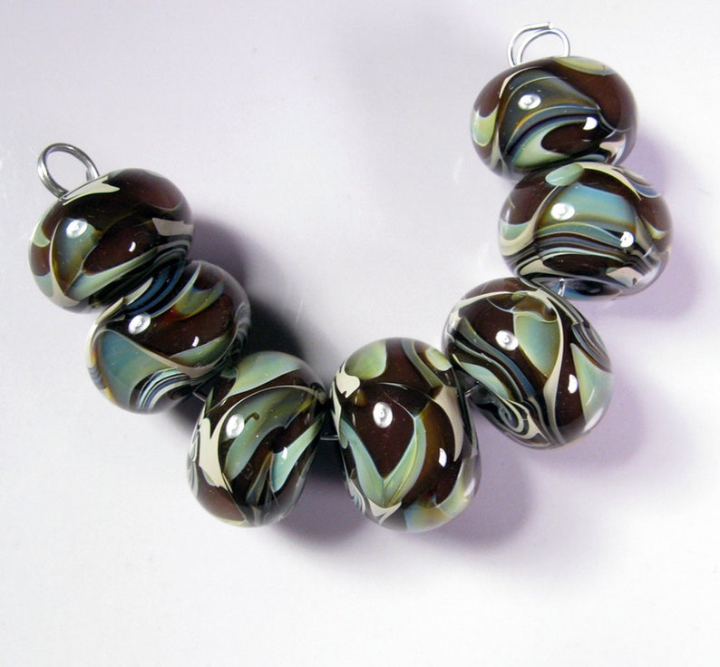 Lampwork Boro Beads Chocolate Swirl Prisms Lampwork Glass beads BBGLASSART