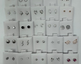 Wholesale S925 Sterling silver plated needles & cubic Zirconia Mini Stud earrings/Stud earrings/wholesale/re-sell/bulk earrings/bulk jewelry