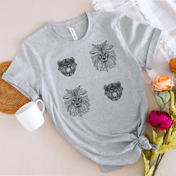 Bear & Lion Artwork Shirt | Geometric Artwork | Premium Unisex Crewneck T-shirt