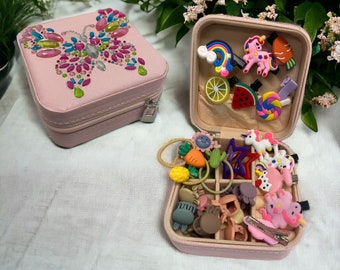 small Jewelry organizer box, themed kids hair accessories, hair clip, hair tie, claw as gift for child, girl, baby, woman, birthday party