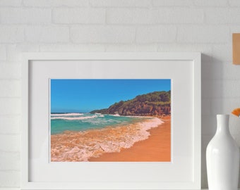 Bohemian Unique Retro Tropical Caribbean Rock Beach Wall Art Photograph- Brava Surf Beach Digital Download Unique Art Print