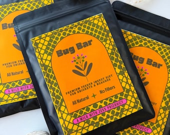 Bug Bar- Premium Plant Based Gut Load for Crickets and Roaches Reptile Feeder Nutrition  Organic Insect Food for Bearded Dragons and Geckos