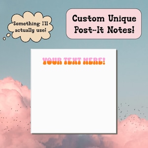 Custom Sticky Notes Personalized Post-It Pad Retro Style Notepad Cute Stationary Gift Custom Friend Gift Unique Notepad Fun School Supplies