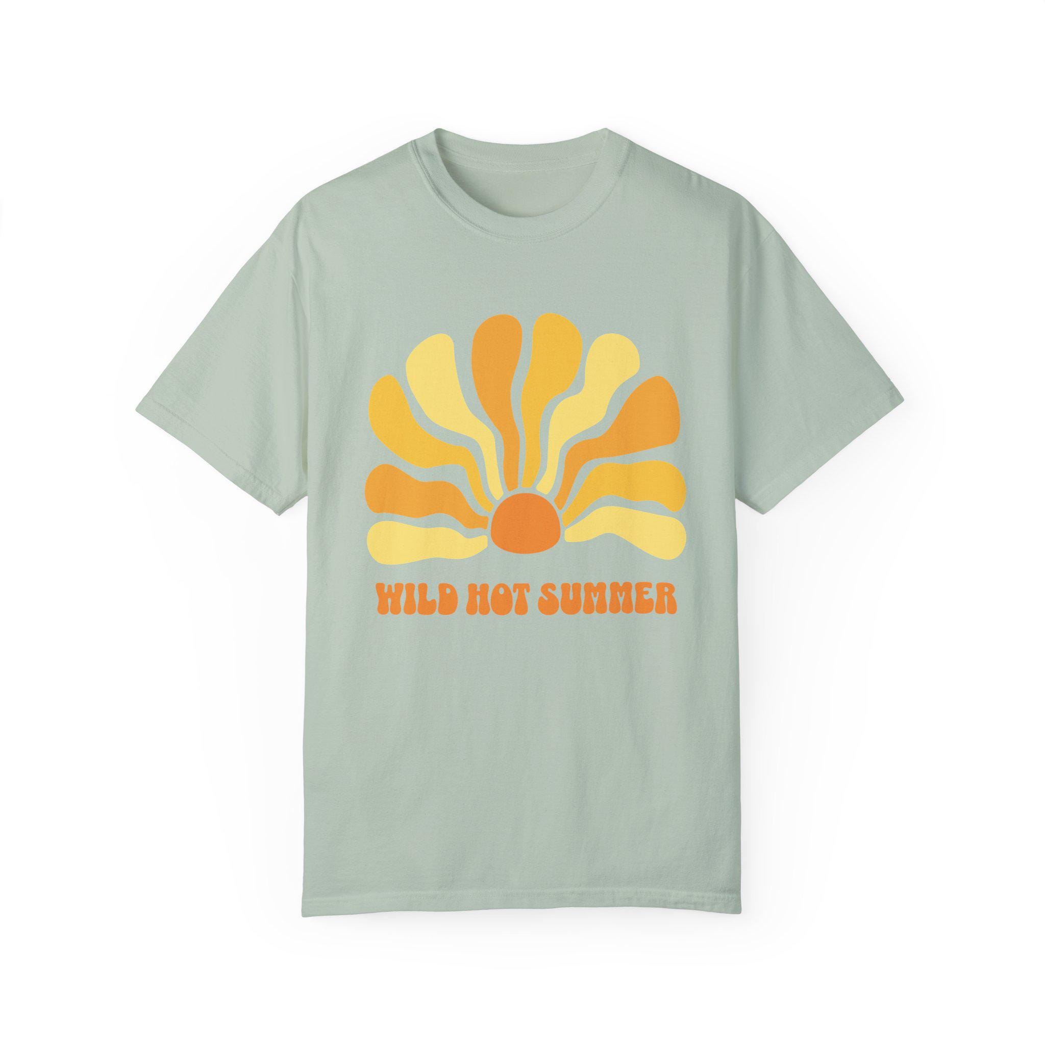 Retro Summer Sun T-shirt Unique Sun Rays Top Wild Hot Summer