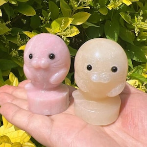 Hand-Carved Pink Opal Dolphin Figurine: Healing Crystal Totem (2.5 inches)