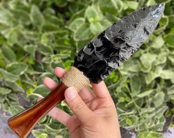 手作りの黒曜石ナイフ：石器時代のコレクターズアイテム、6インチ