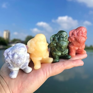 2&#39;&#39; Hand-Carved Gemstone Santa Claus Figurines | Colorful Crystal Christmas Decor | Unique Holiday Gifts | Collectible Santa Statues