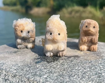 手彫りの水晶ハリネズミの置物：天然石の動物彫刻 3x2x2インチ - Etsy 日本