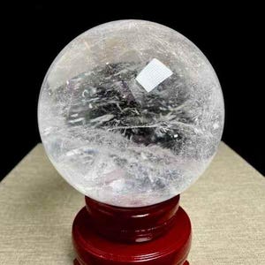 110mm+ Large  Clear Quartz Crystal Ball with Stand – Perfect for Divination and Home Decor