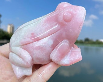 Gorgeous Pink Opal Crab Carving , Crystal Carving , Hand-carved