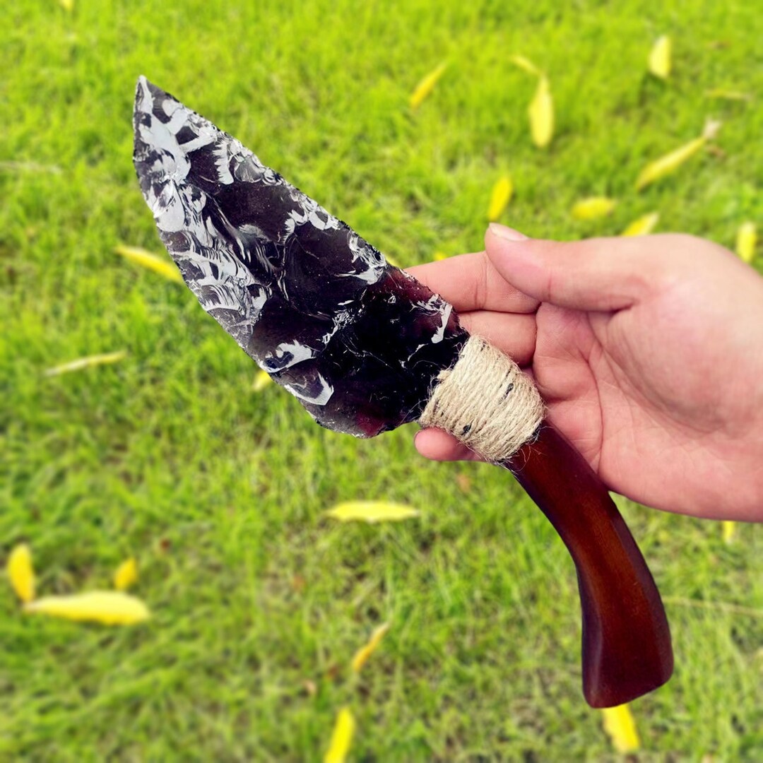 手作りの10インチ黒曜石ナイフ：素朴な石の刃のコレクター向け - Etsy 日本