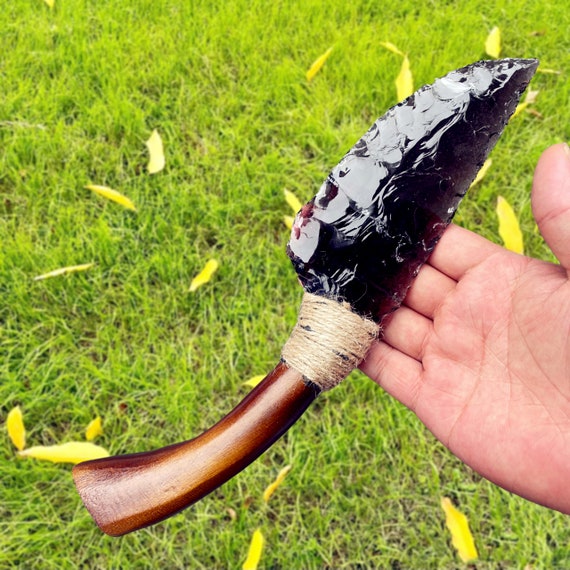 手作りの10インチ黒曜石ナイフ：素朴な石の刃のコレクター向け - Etsy 日本