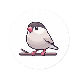 Sticker van de illustratie van Java Mus van Kawaii Ronde sticker | Binnen Buiten