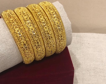 24k Gold Plated Bangles, Indian Bridal Bangles, Handmade Bracelet