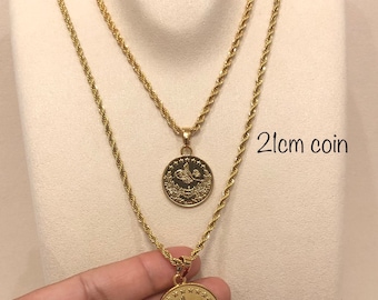 18 k Turkish Pendant Necklace, coin jewelry
