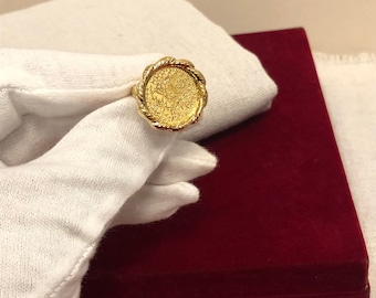 Gouden ring, lire-sieradenring, muntring, mode uit het Midden-Oosten