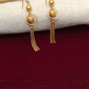 Gold Earrings for Women, Indian Jewelry, 24 k gold filled dangle drop earrings