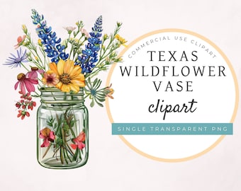 Texas Wildflowers Clipart SINGLE TRANSPARENT PNG, commercial use, digital stickers, sublimation graphic, bluebonnets, texas flowers