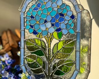 Motivo in vetro colorato - Ortensia