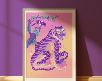 ヴィンテージ韓国民芸虎とカササギのジグソーパズル - 朝鮮民芸虎雀図