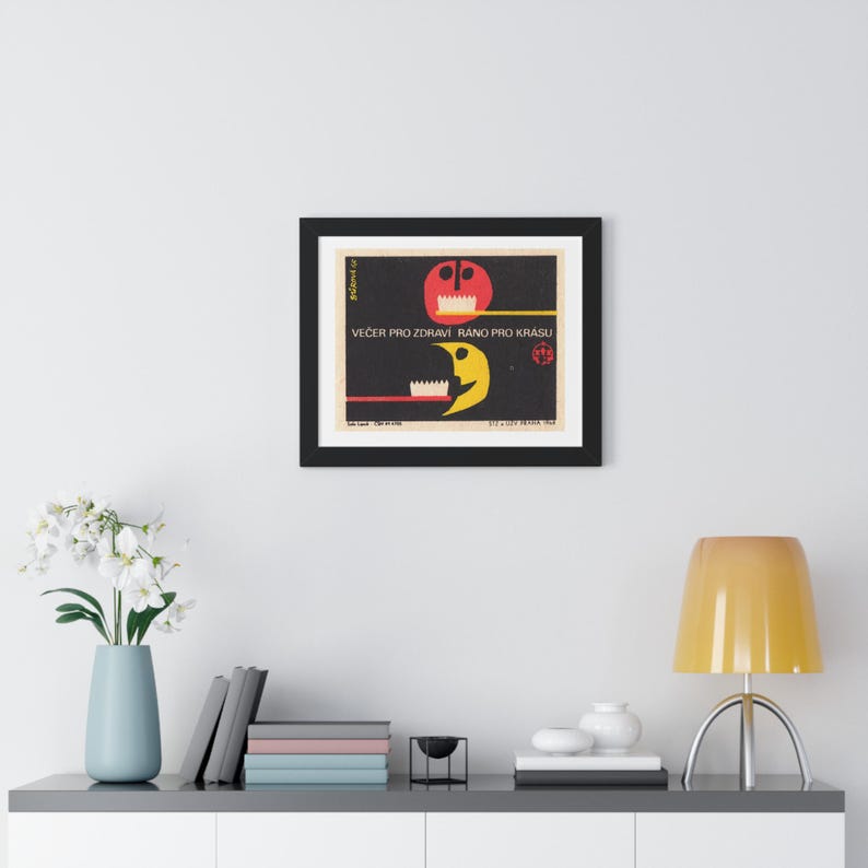 Dental Toothbrush Moon Retouched Retro Illustration Retouched Poster | Framed Horizontal Wall Art image 8