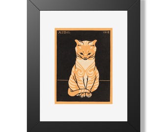 1918 Cat Art Print Retouched | Vintage Framed Poster