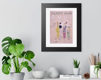 Póster enmarcado vertical con ilustración de moda retocada de Vanity Fair, junio de 1914.