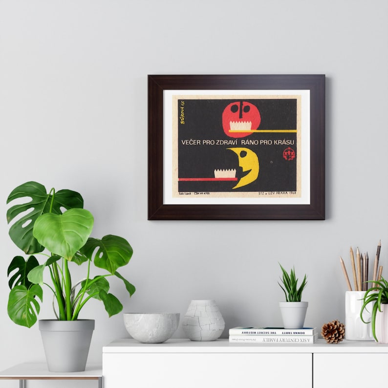 Dental Toothbrush Moon Retouched Retro Illustration Retouched Poster | Framed Horizontal Wall Art image 9