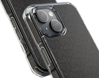 Funda para teléfono con estampado abstracto de líneas grises y negras / Funda magnética transparente resistente a impactos