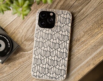 Funda para teléfono con estampado de líneas abstractas / Funda biodegradable para iPhone
