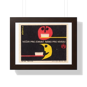 Dental Toothbrush Moon Retouched Retro Illustration Retouched Poster | Framed Horizontal Wall Art image 1