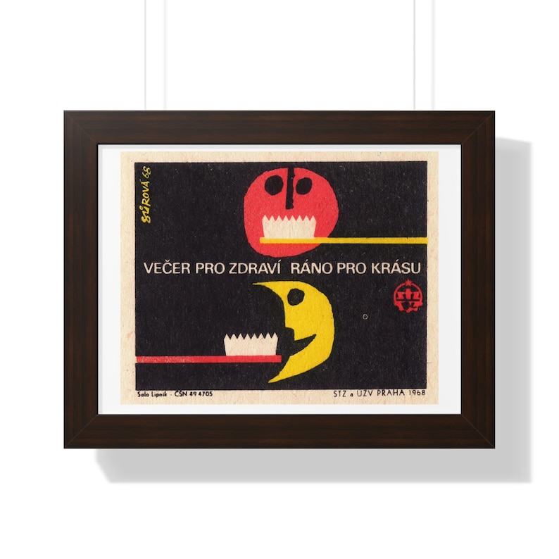 Dental Toothbrush Moon Retouched Retro Illustration Retouched Poster | Framed Horizontal Wall Art image 1