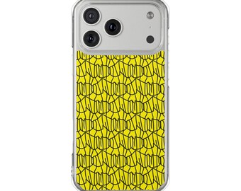 Funda para teléfono con estampado abstracto de líneas amarillas / Funda magnética transparente resistente a impactos