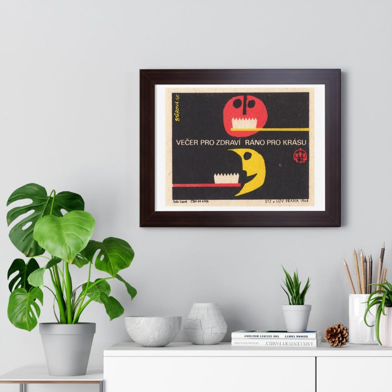 Dental Toothbrush Moon Retouched Retro Illustration Retouched Poster | Framed Horizontal Wall Art image 10