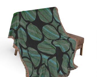 Abstract Mid Century Mosaic Woven Blanket | Neutral Geometric Throw