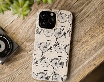 Funda para teléfono con estampado abstracto de bicicleta / Funda biodegradable para iPhone