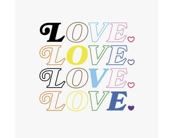 Póster retro "Pride Love Stack" SIN MARCO / Póster vertical mate