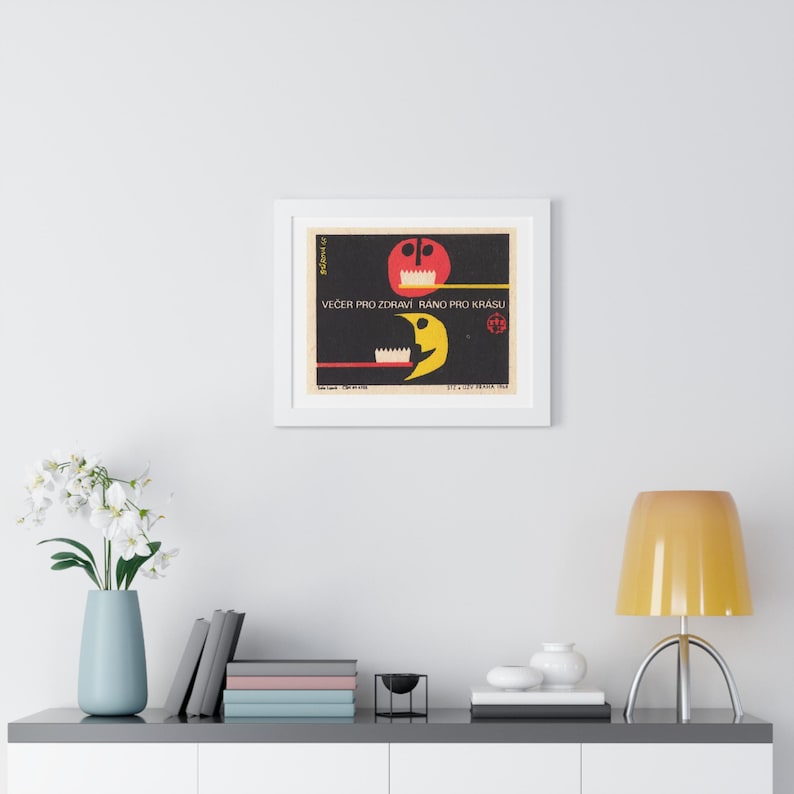 Dental Toothbrush Moon Retouched Retro Illustration Retouched Poster | Framed Horizontal Wall Art image 14