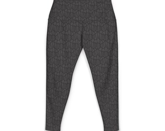 Pantalones de yoga grises con estampado geométrico / Leggings con estampado integral