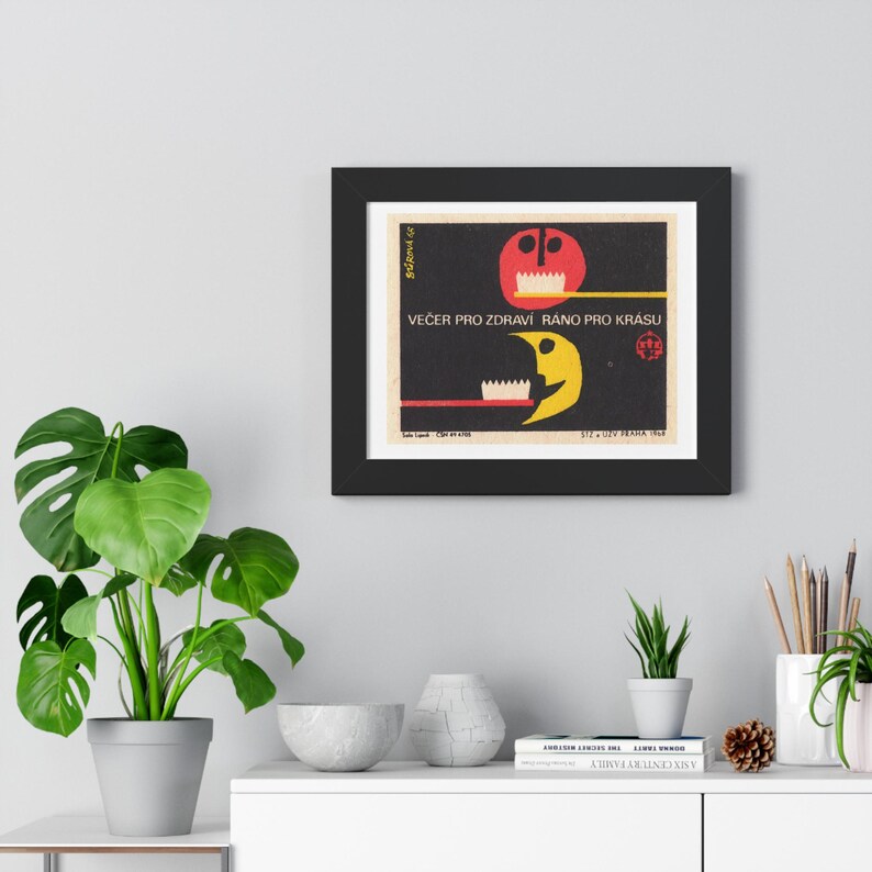 Dental Toothbrush Moon Retouched Retro Illustration Retouched Poster | Framed Horizontal Wall Art image 6
